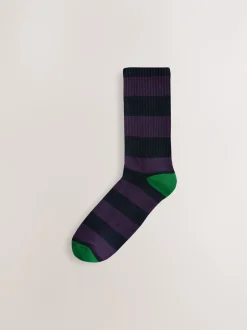 Sokken|Sokken*Next - Verpakking van 4 sportsokken Rich Blue/Green/Red Stripe Pattern