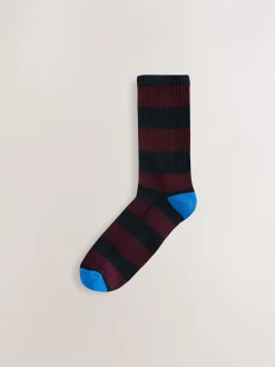 Sokken|Sokken*Next - Verpakking van 4 sportsokken Rich Blue/Green/Red Stripe Pattern