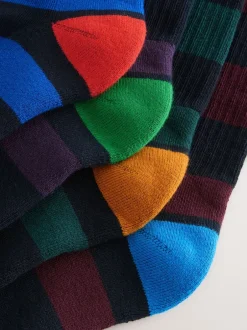 Sokken|Sokken*Next - Verpakking van 4 sportsokken Rich Blue/Green/Red Stripe Pattern