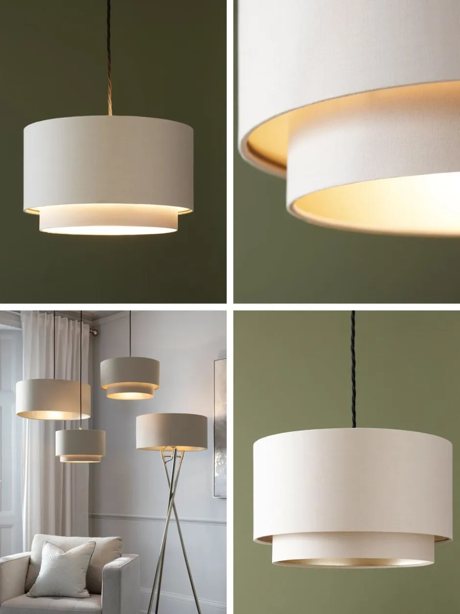 Lampenkappen|Verlichting*Next Rico 2 lagen, eenvoudig te monteren lampenkap Champagne-goud