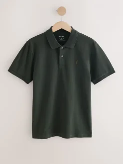 Poloshirts|T-Shirts En Hemden*Next Rijk olijfgroen - Slim Fit - Piqué poloshirt met korte mouwen