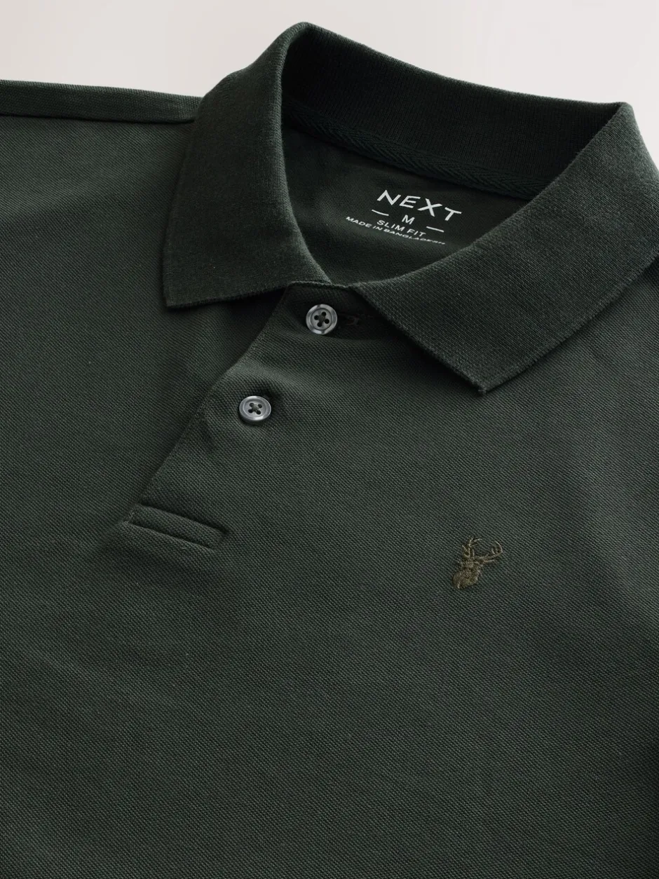 Poloshirts|T-Shirts En Hemden*Next Rijk olijfgroen - Slim Fit - Piqué poloshirt met korte mouwen