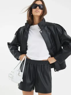 Shorts|River Island Elasticated Faux Leather Shorts