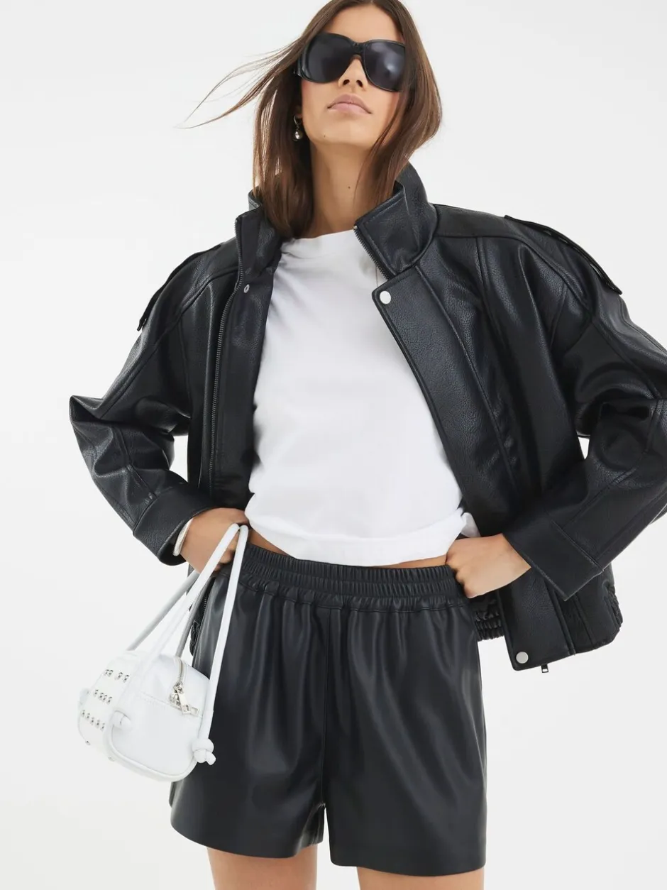 Shorts|River Island Elasticated Faux Leather Shorts