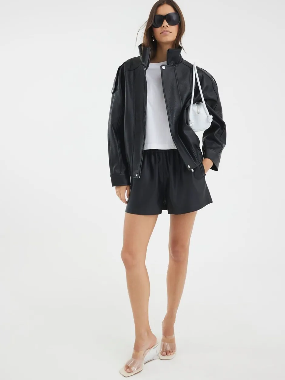 Shorts|River Island Elasticated Faux Leather Shorts