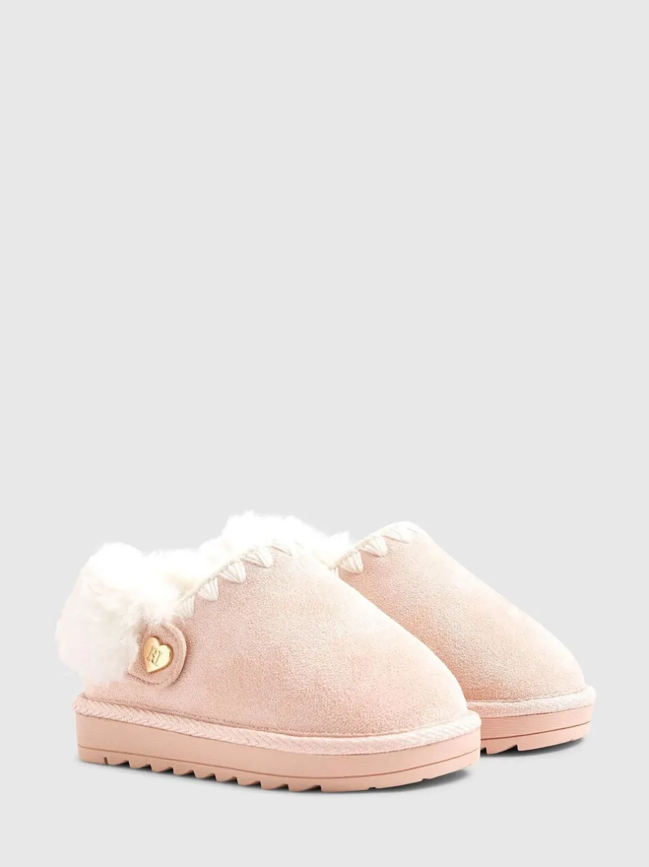 Pantoffels|River Island Fur Strap Whipstch Slippers