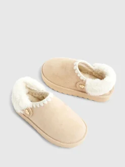 Pantoffels*River Island Fur Strap Whipstch Slippers