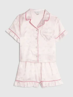 Nachtkleding En Pyjama's|Pyjama's|River Island Girls Satin Shirt & Short Pyjamas Set