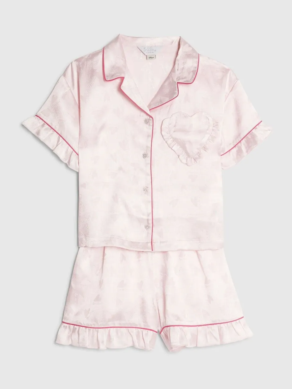 Nachtkleding En Pyjama's|Pyjama's|River Island Girls Satin Shirt & Short Pyjamas Set