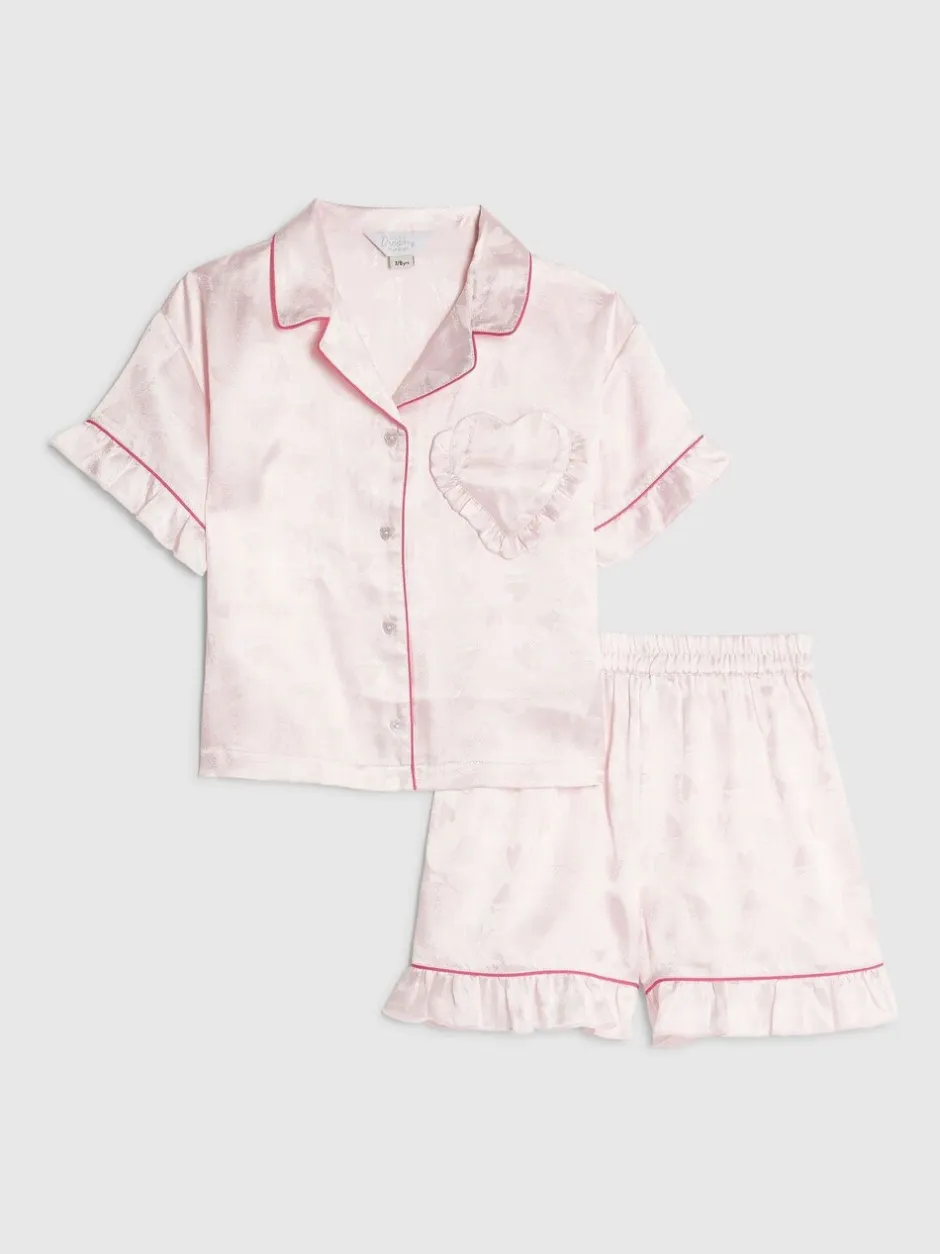 Nachtkleding En Pyjama's|Pyjama's|River Island Girls Satin Shirt & Short Pyjamas Set