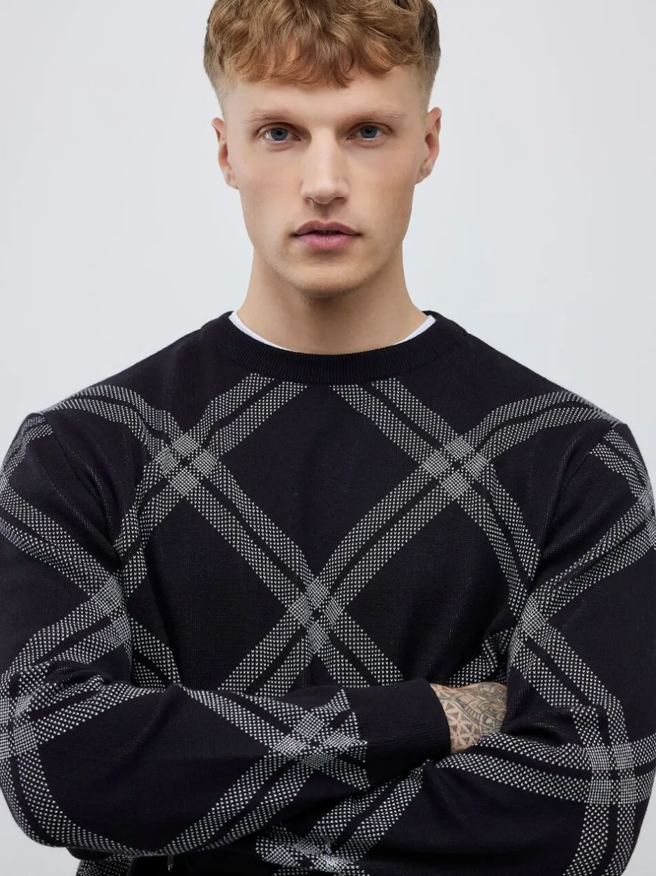 Gebreide Kleding|River Island Knitted Check Print Jumper