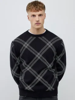 Gebreide Kleding|River Island Knitted Check Print Jumper