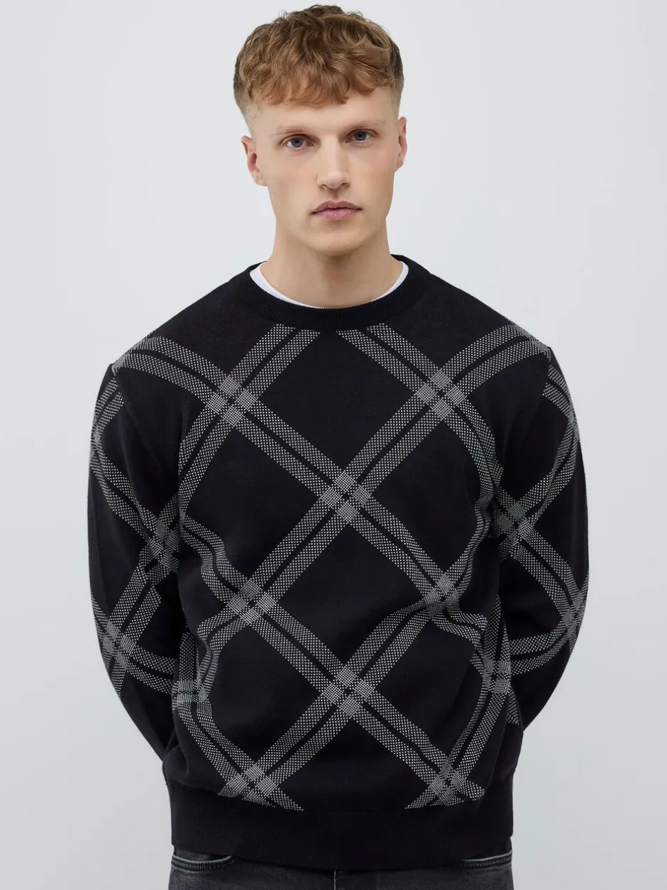 Gebreide Kleding|River Island Knitted Check Print Jumper
