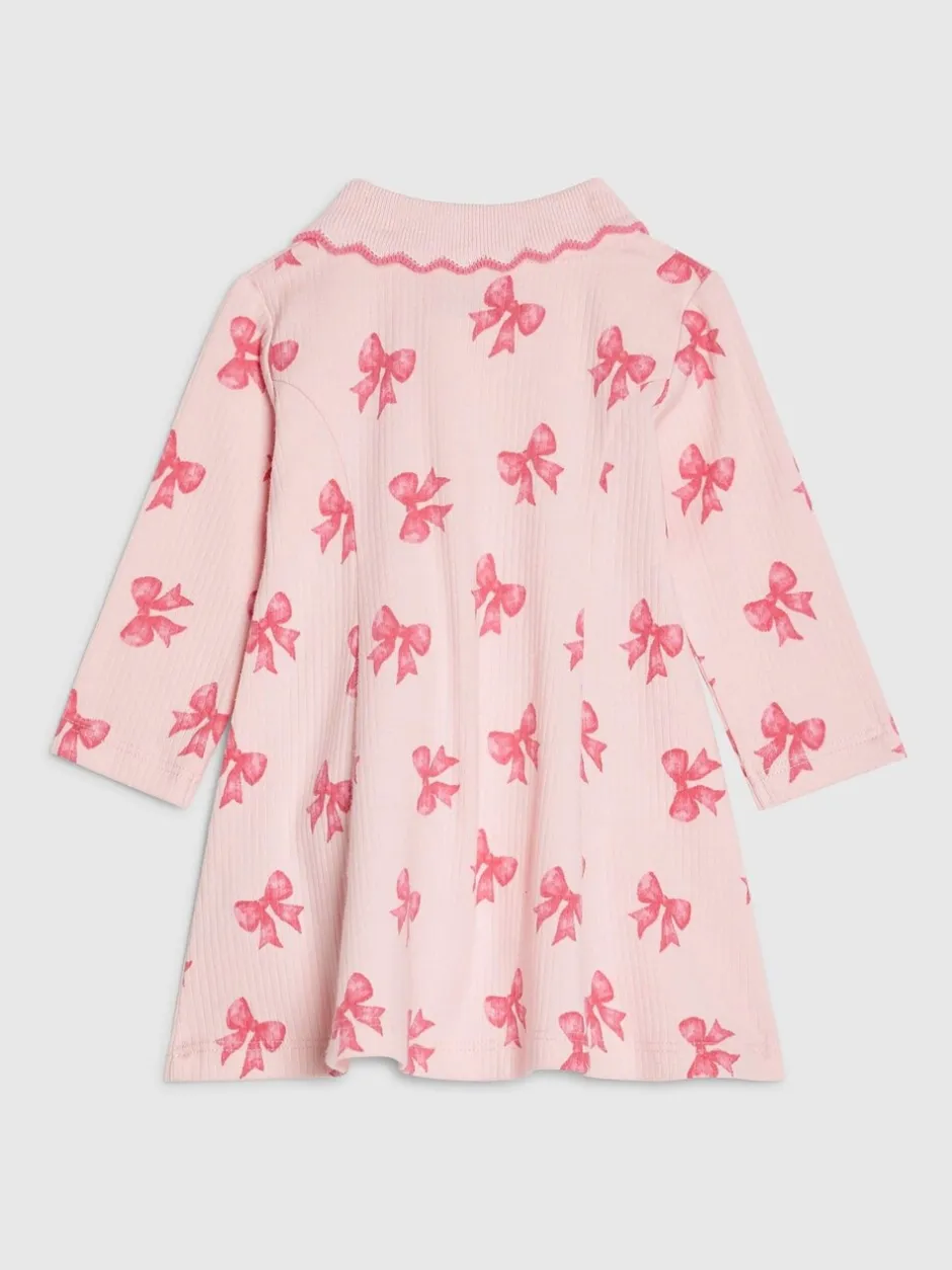 Gebreide Kleding|River Island Long Sleeve Bow Collar Rib Dress
