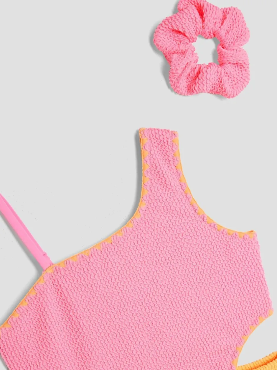 Badkleding*River Island Meisjesbadpak met bloktextuur
