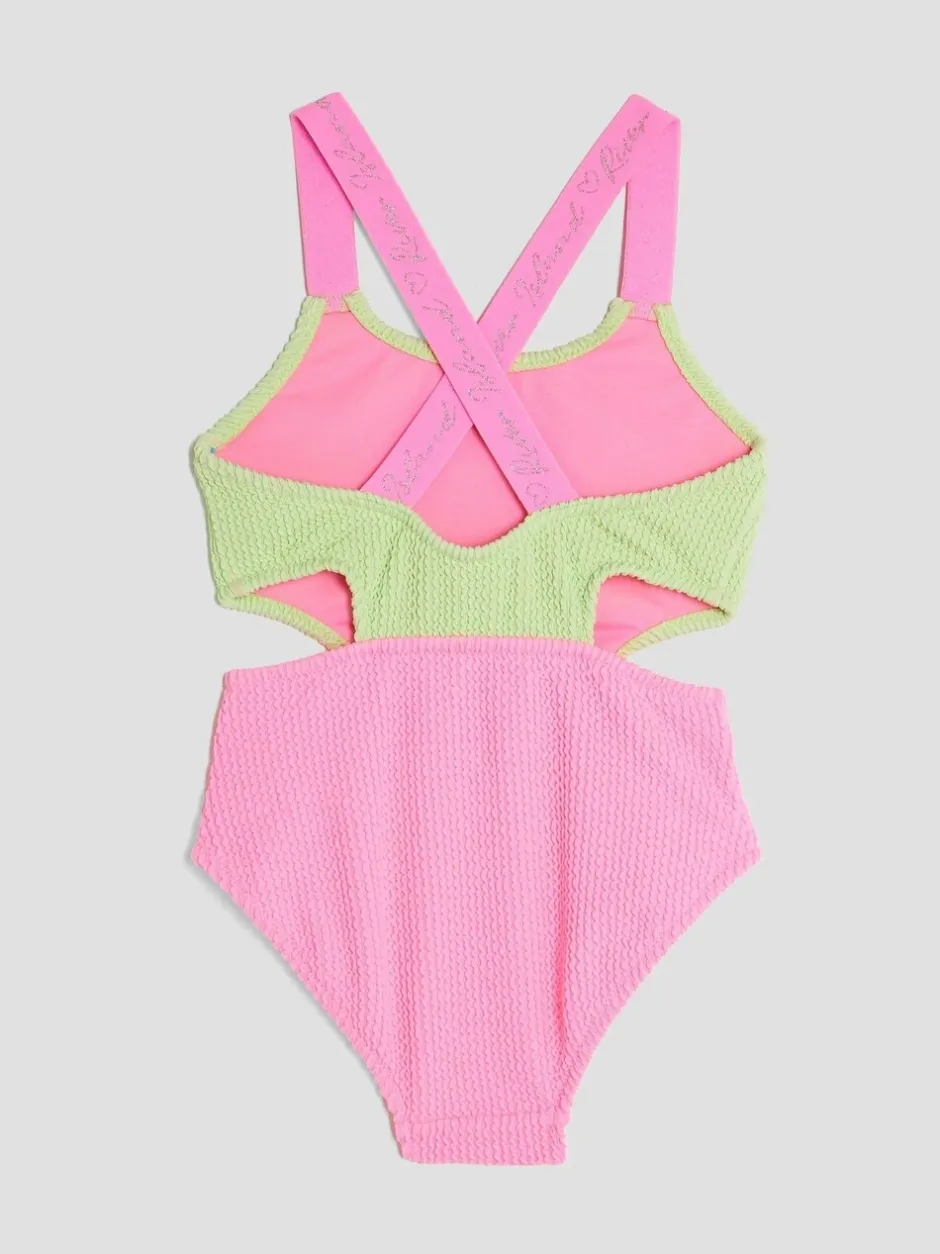 Badkleding|River Island meisjesbadpak met elastische kleurblokken