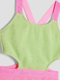 Badkleding|River Island meisjesbadpak met elastische kleurblokken