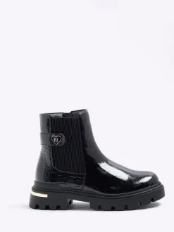 Boots*River Island Patent Heart Strap Chelsea Boots