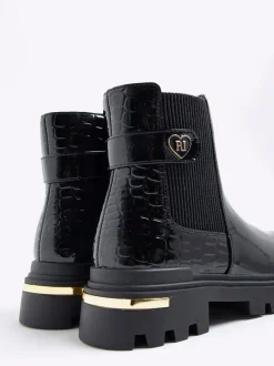 Boots*River Island Patent Heart Strap Chelsea Boots