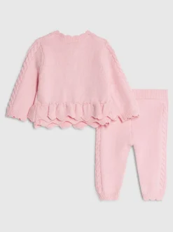 Gebreide Kleding|River Island Peplum Knitted Bow Cardigan and Legging Set