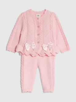 Gebreide Kleding|River Island Peplum Knitted Bow Cardigan and Legging Set