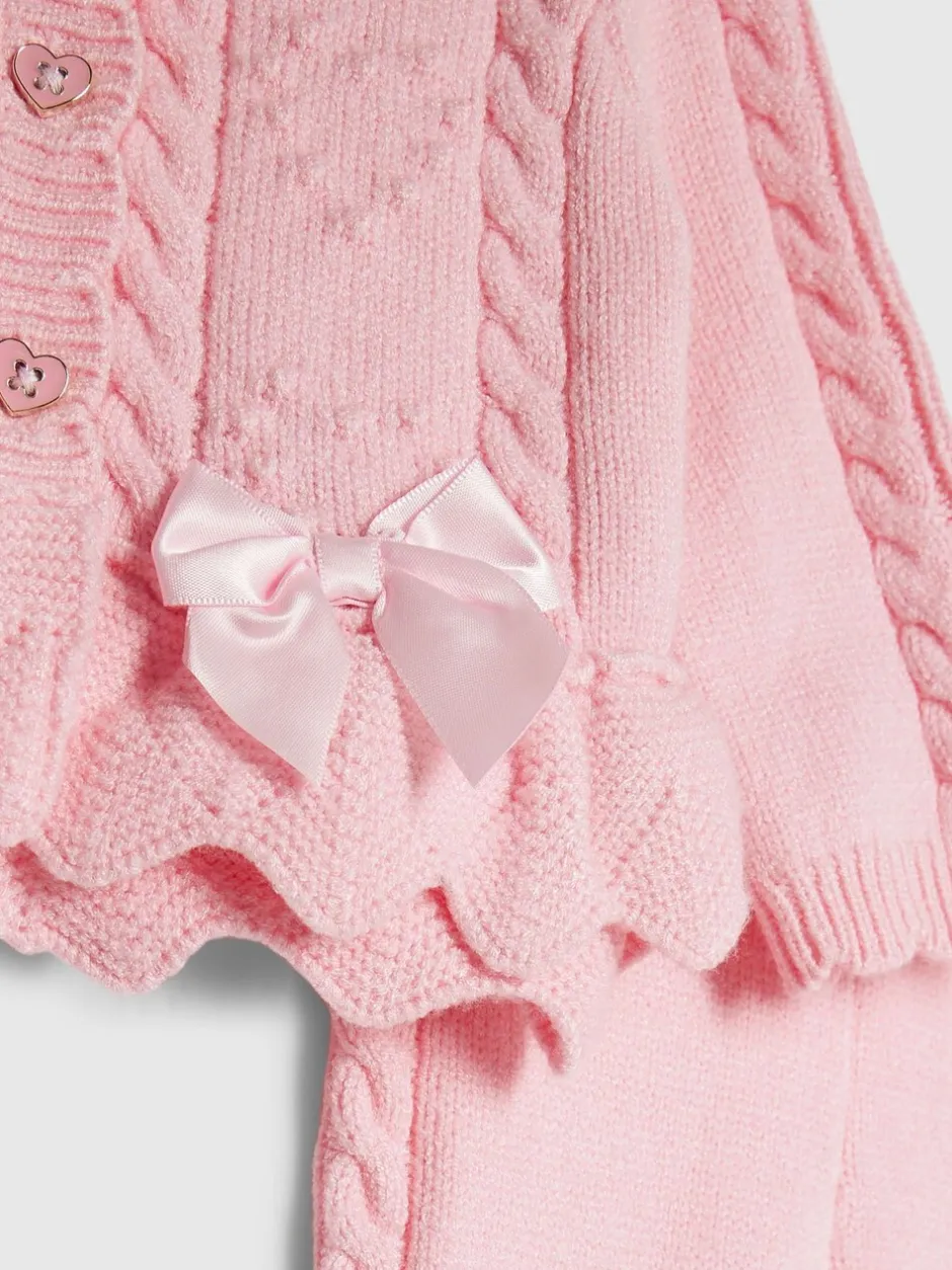 Gebreide Kleding|River Island Peplum Knitted Bow Cardigan and Legging Set
