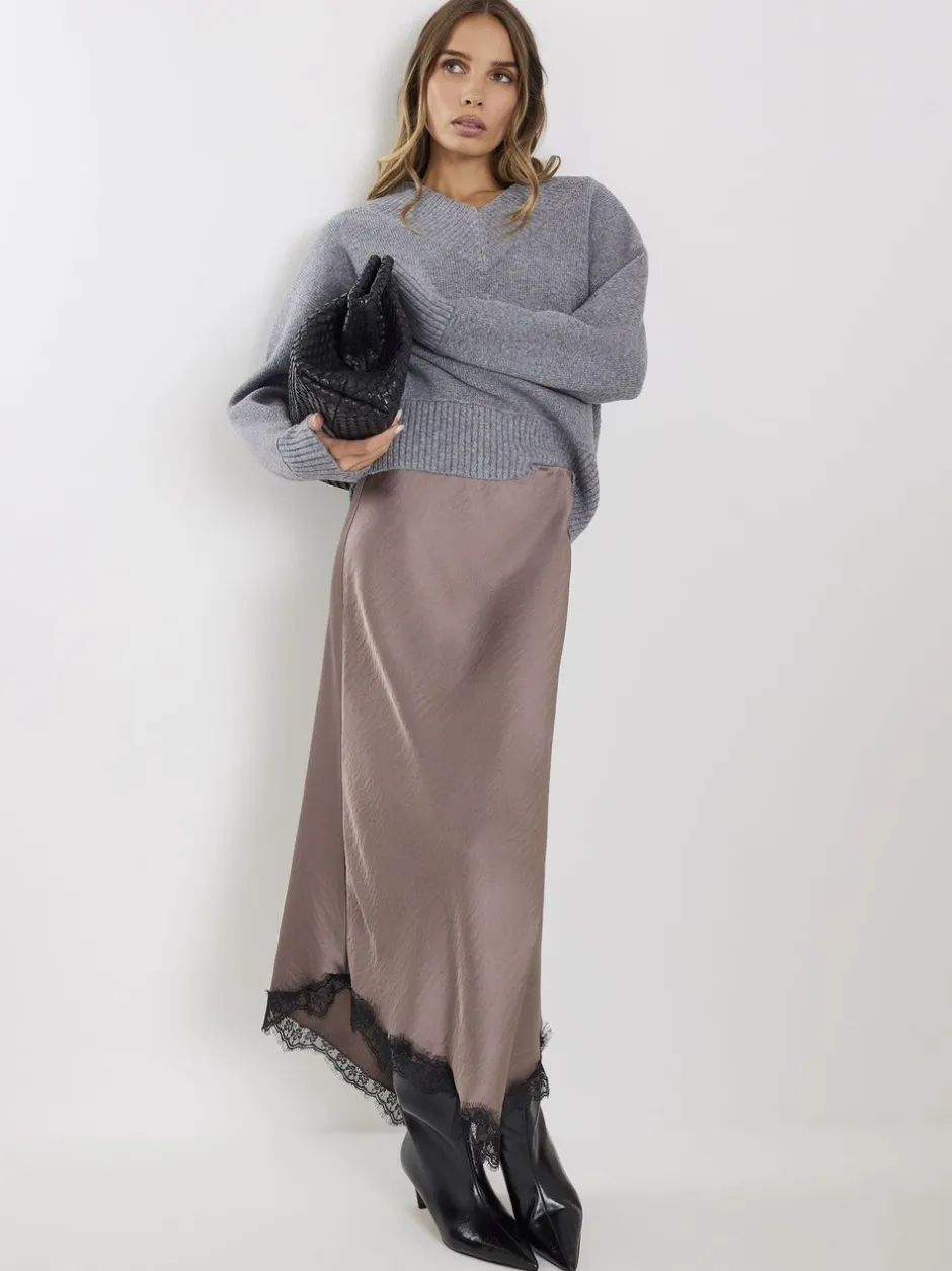 Rokken|River Island Satin Skirt With Lace