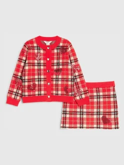 Shorts En Rokken*River Island Tartan Sequin Cardigan & Skirt Set