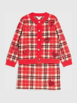 Shorts En Rokken*River Island Tartan Sequin Cardigan & Skirt Set