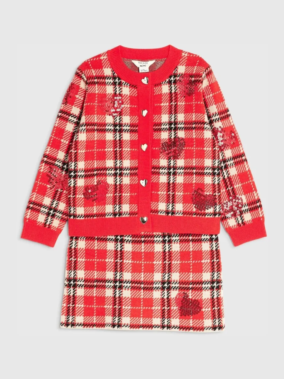 Shorts En Rokken*River Island Tartan Sequin Cardigan & Skirt Set