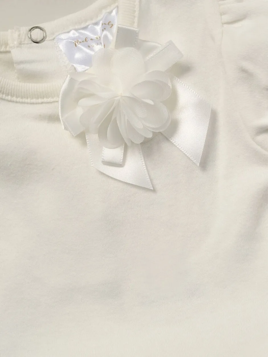Rompertjes En Hemdjes|Rock-A-Bye Baby Boutique - Outfitset van witte tutu-romper met roze lintdetail en hoofdband