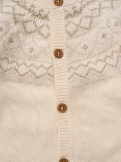 Gebreide Kleding*Rock-A-Bye Baby Boutique True Knit Fairisle Pattern White Cardigan And Footed Trousers Outfit Set