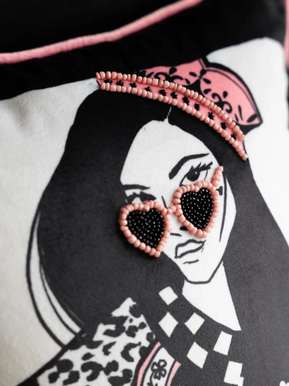 Kussentjes En Plaids|Kussentjes En Plaids|Rockett St George Queen Of Clubs fluwelen kussen met kralen
