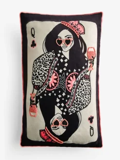 Kussentjes En Plaids|Kussentjes En Plaids|Rockett St George Queen Of Clubs fluwelen kussen met kralen