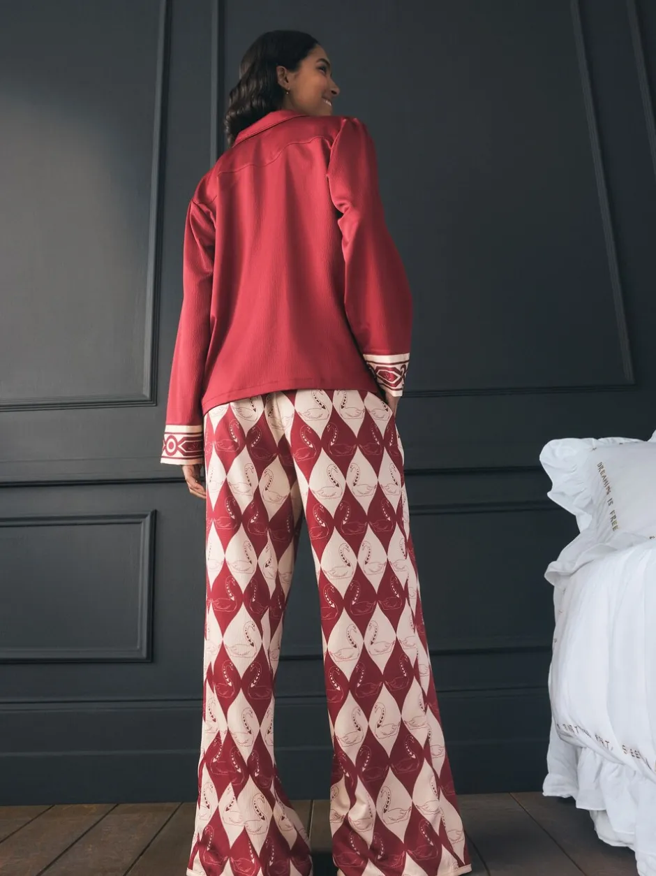 Pyjama's|Alle Nacht- En Loungekleding|Rockett St George Textured Satin Button Through Pyjamas