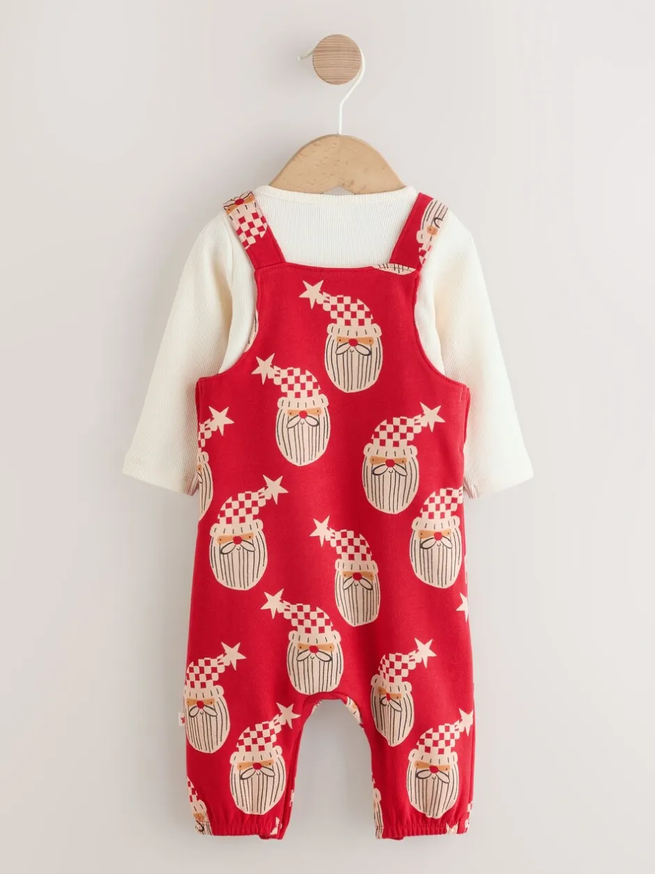 Tuinbroeken*Next Rode kerstman - All-over Print Kerstmis Baby bretelbroekenset (0mnd-3jr)