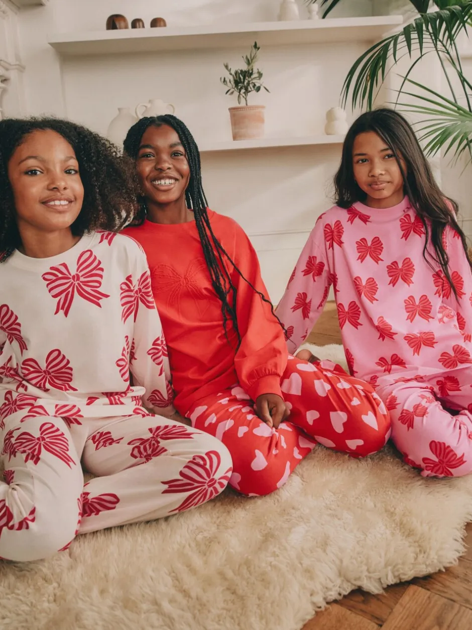 Nachtkleding En Pyjama's|Pyjama's|Next - Verpakking van 3 pyjama's met joggingbroek (3-16 jr) Rode strikken/hartjes