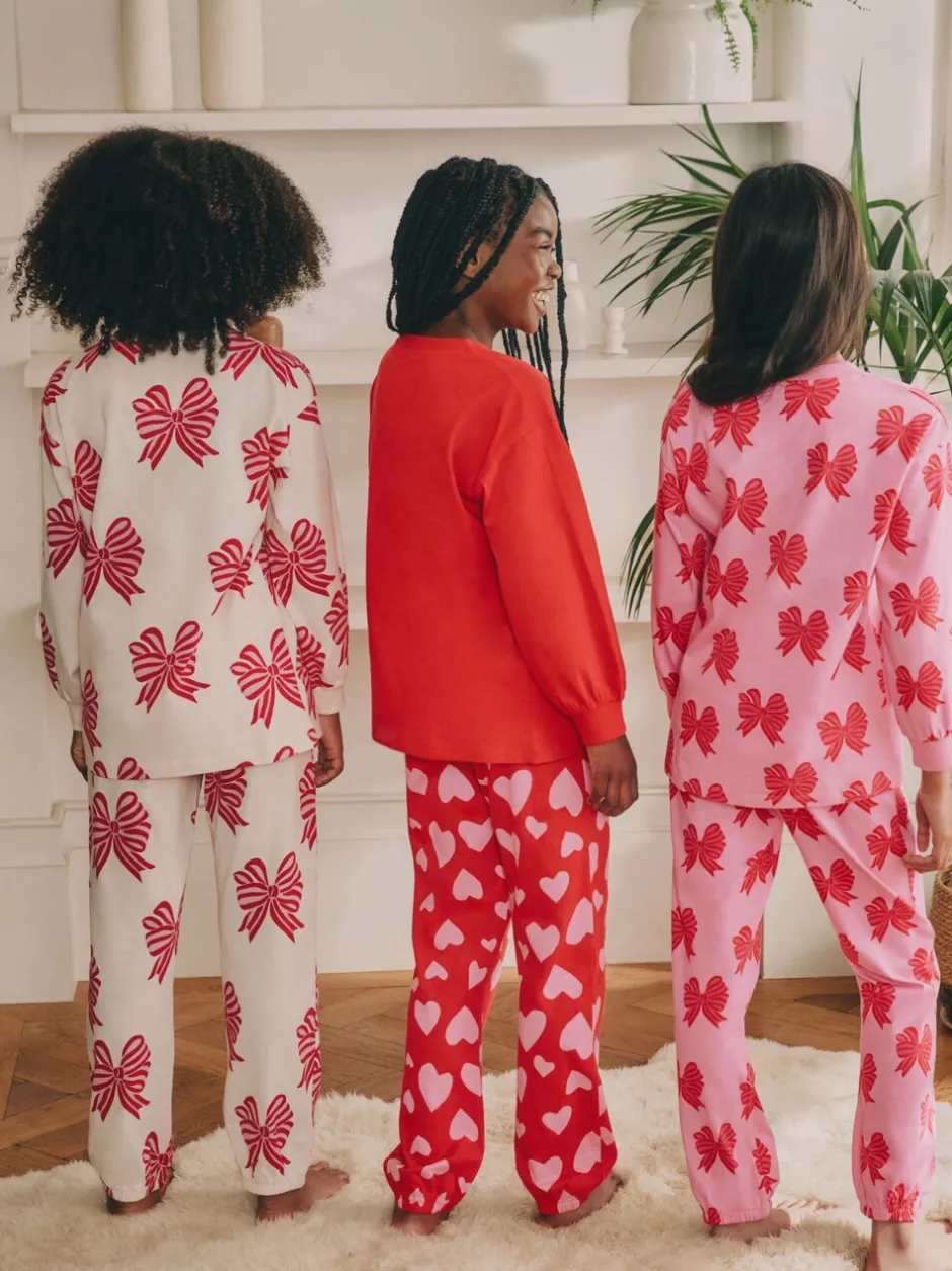 Nachtkleding En Pyjama's|Pyjama's|Next - Verpakking van 3 pyjama's met joggingbroek (3-16 jr) Rode strikken/hartjes