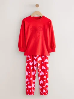 Nachtkleding En Pyjama's|Pyjama's|Next - Verpakking van 3 pyjama's met joggingbroek (3-16 jr) Rode strikken/hartjes