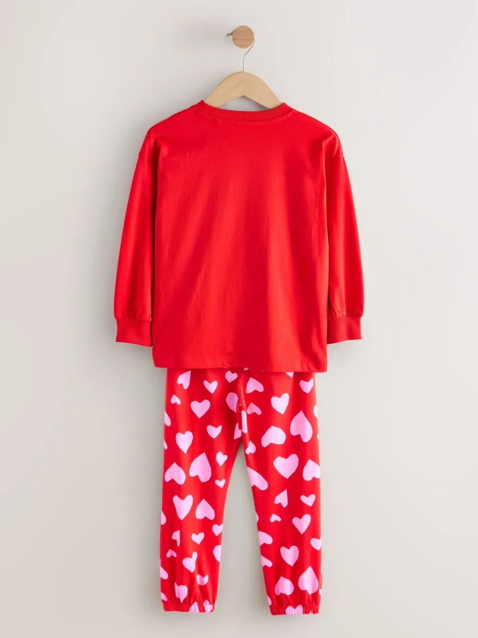 Nachtkleding En Pyjama's|Pyjama's|Next - Verpakking van 3 pyjama's met joggingbroek (3-16 jr) Rode strikken/hartjes