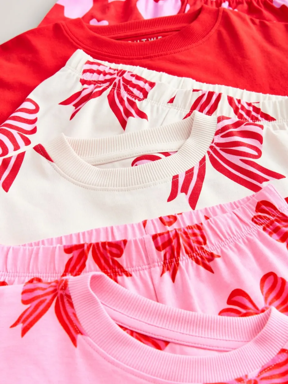 Nachtkleding En Pyjama's|Pyjama's|Next - Verpakking van 3 pyjama's met joggingbroek (3-16 jr) Rode strikken/hartjes