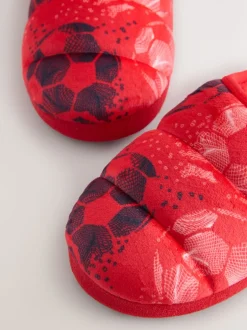 Pantoffels*Next rode voetbal - Warme gevoerde pantoffelmuiltjes
