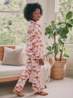 Nachtkleding En Pyjama's|Pyjama's|Next - Pyjama met knoopsluiting (3-16jr) Rode/witte strik print