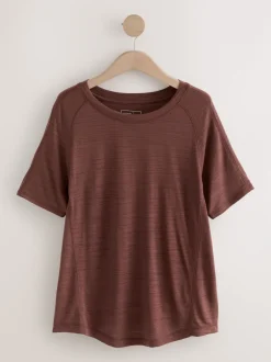 Sportkleding|Next - Active Lichtgewicht T-shirt met ronde hals en korte mouwen Roestbruin