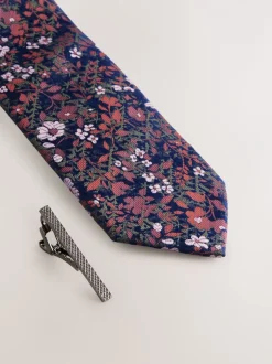 Stropdassen En Pochets|Next - Das met bloemenprint Roestbruin