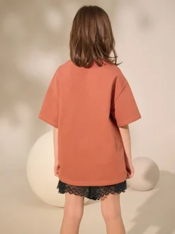 T-Shirts|Next - Oversized zwaargewicht 100% katoenen T-shirt (3-16jaar) Roestbruin