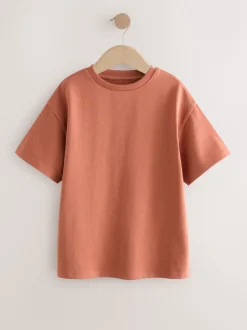 T-Shirts|Next - Oversized zwaargewicht 100% katoenen T-shirt (3-16jaar) Roestbruin