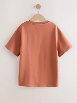 T-Shirts|Next - Oversized zwaargewicht 100% katoenen T-shirt (3-16jaar) Roestbruin
