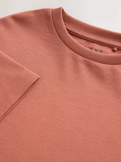 T-Shirts|Next - Oversized zwaargewicht 100% katoenen T-shirt (3-16jaar) Roestbruin