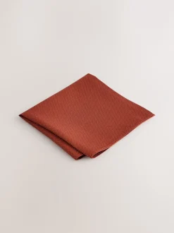 Stropdassen En Pochets|Next Roestbruin - Set met textuurrijke stropdas en pochet